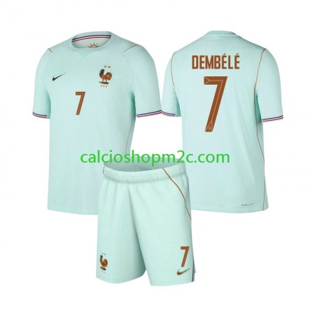 Francia Ousmane Dembele 7 Bambino Maglia Trasferta World Cup 2026 Manica Corta